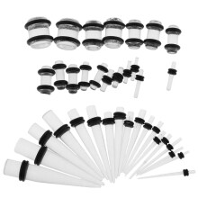 Acrylic Ear Tapers 36 Pieces 14G to 00G Transparent