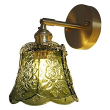 Glass LED Wall Lights Pull Chain Living Dining Room Kitchen Copper Vintage Style Down Rotate Bedside Lamp