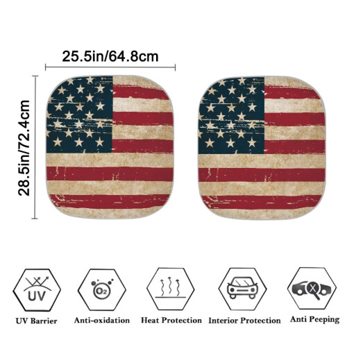 Vintage American Flag Car Sun Shade 2 Pack 2