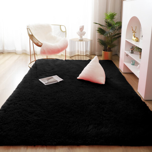 LELINTA Shag Rug Black 23.6 x 47.2 Inches 2