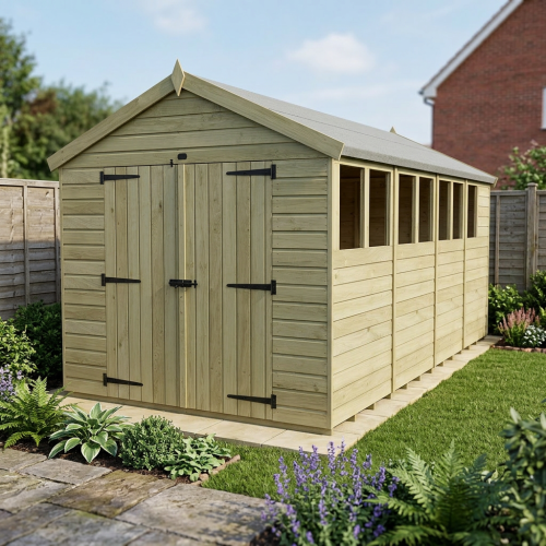 8 x 17 Apex Shed Tanalised (Double Door, With Windows)