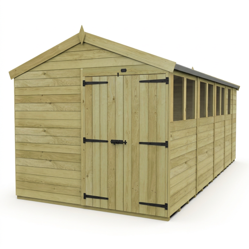 8 x 17 Apex Shed Tanalised (Double Door, With Windows) 1