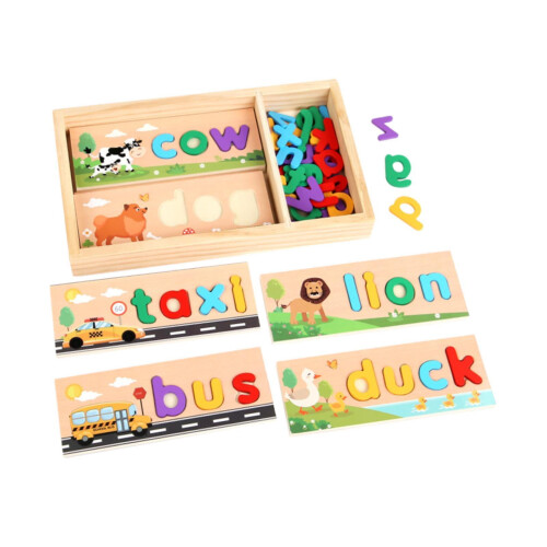 Wooden Spell Learning Toy Interactive Puzzle Educational 1