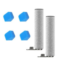 6 PCS Roller Brush and Sponge Set for JONR ED12 Pro Floor Scrubber Replacement Parts Main Brush Sponge