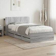vidaXL Bed Frame with Storage Grey Sonoma 90 x 200 cm Engineered Wood