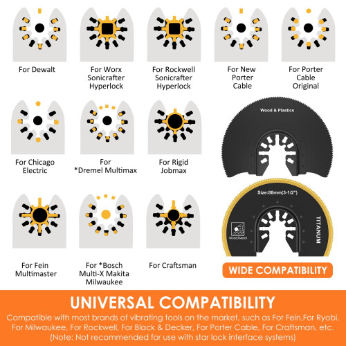 Oscillating Saw Blades Set Universal Semi-Circle Titanium 1