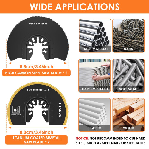 Oscillating Saw Blades Set Universal Semi-Circle Titanium 2