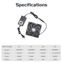 High Speed Axial Muffin Fan,Variable Speed Axial Muffin PC Fan with Controller for DIY Cooling Ventilation Exhaust EU