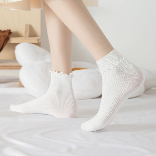 Women's Frilly Ruffle Socks Solid Color Lettuce Edge One 1