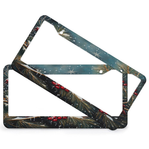 Watercolor Red Bird Snowflake License Plate Frames Aluminum 1