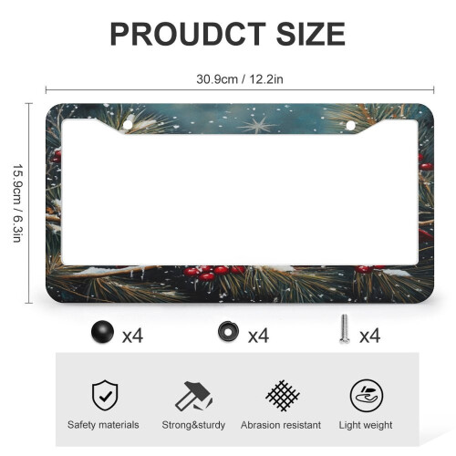 Watercolor Red Bird Snowflake License Plate Frames Aluminum 2