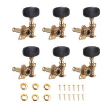 6Pc Rechts Gitaar Stemsleutels Open Machine Heads Vierkante Knop Goud Akoestische Folk Gitaar Stemsleutel Onderdelen Goud + Zwart
