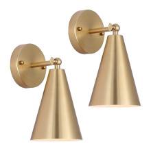 Gold Sconces Set of 2, Wall Lighting Fixtures Indoor Decor Wall Mount Swing Arm Lamp for Bedroom,Bedside,Kitchen,Reading