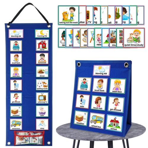 Kids Visual Schedule Calendar Cards Learning Materials 70 2