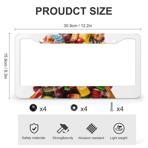 Aluminum License Plate Frame Candy Bar Tree Design 2 Pack 2
