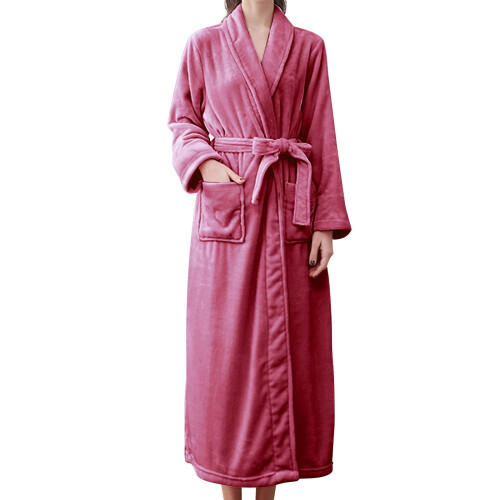 Women's Terry Cloth Bathrobe Soft Warm Double-Faced with 1