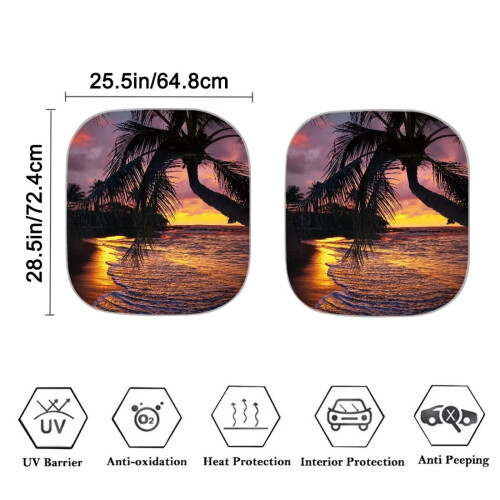 Foldable Palm Tree Car Sun Shade 2-Piece 2
