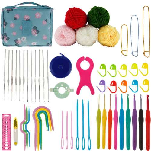 Crochet Hooks Kit Ergonomic Handles 59 Pieces 1