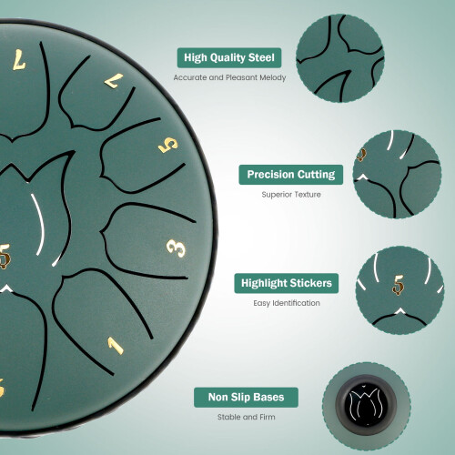 Steel Tongue Drum 11-Note 6 Inch Rustproof 2