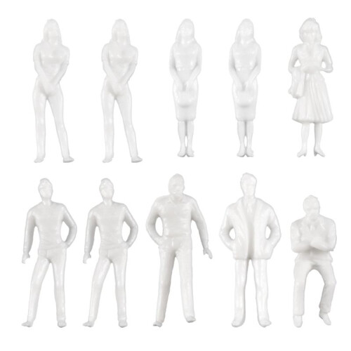 1:50 White Figures Architectural Model Human Scale HO Model Plastic Peoples,10 Pieces 1