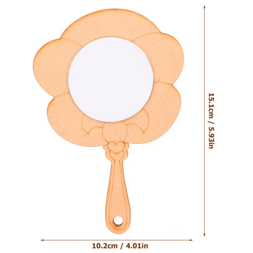 Wooden Handheld Mirror Unfinished 2 Pieces 2