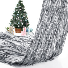 Silver Tinsel Icicles Christmas Tree Decor 3000 Strands 50cm
