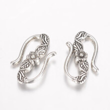 Tibetan Style Alloy Hook Clasps Antique Silver 20 Pcs