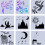 Plastic Drawing Stencils Set Star Moon Birds Tree Flowers 9 1