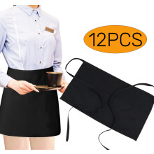 Women's Pocketed Half Apron with Reinforced Seams, Black,