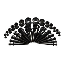 Black Stainless Steel Ear Stretching Kit 36 Pcs 14G-00G