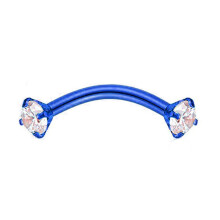 Eyebrow Ring Cubic Zirconia Steel Barbell Blue