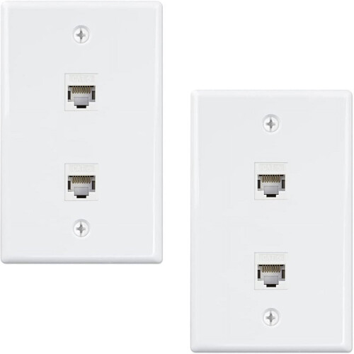Ethernet Wall Plate Cat6 2 Pack White