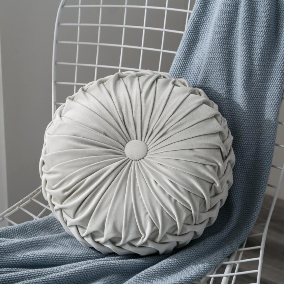 Velvet Pumpkin Throw Pillow Round Pleated Decorative Cushion
