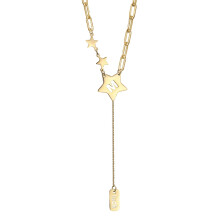 Gold Y-Shape Star and M Pendant Necklace 1 pc