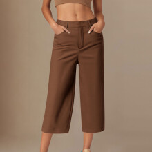 Women's Cropped Dress Pants High Waisted Straight Leg with