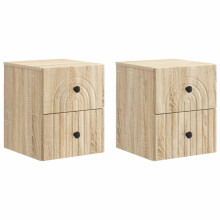 vidaXL Wall-Mounted Bedside Cabinet 2 pcs Sonoma Oak 33 x 34.5 x 40 cm