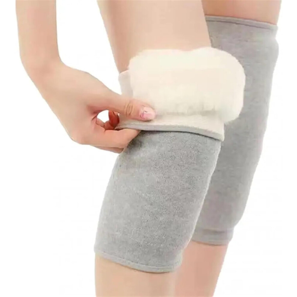 Knee Brace Leg Warmer Thermal Fleece Lined Large Grey