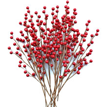 TETOU Artificial Holly Berry Stems Red Black 12 pcs 13.5