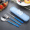 Portable Cutlery Set Reusable Blue 4-Piece 1