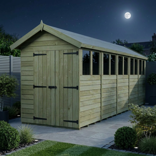 6 x 20 Apex Shed Tanalised (Double Door, With Windows) 2