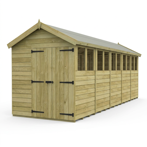 6 x 20 Apex Shed Tanalised (Double Door, With Windows) 1