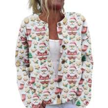 Women's Christmas Knitted Cardigan Santa Gingerbread