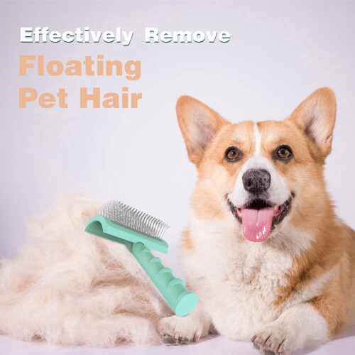 Firm Slicker Brush for Dogs - Extra Long Pin, Green 2