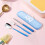 Portable Cutlery Set Reusable Blue 4-Piece 7