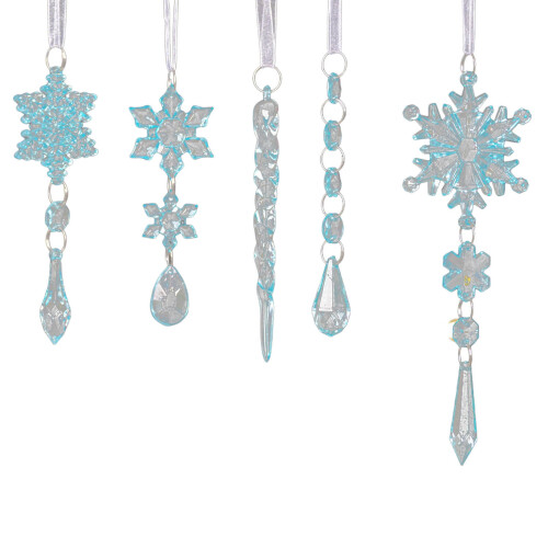 Christmas Snowflake Icicle Pendant Blue 5 pcs 1