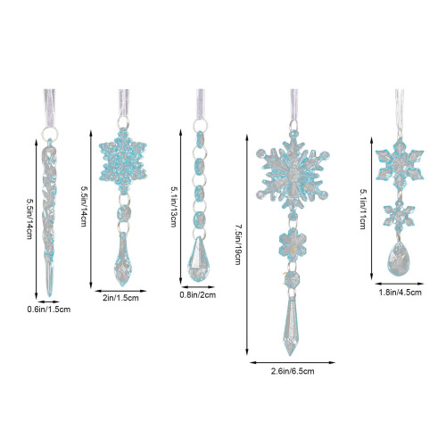 Christmas Snowflake Icicle Pendant Blue 5 pcs 2