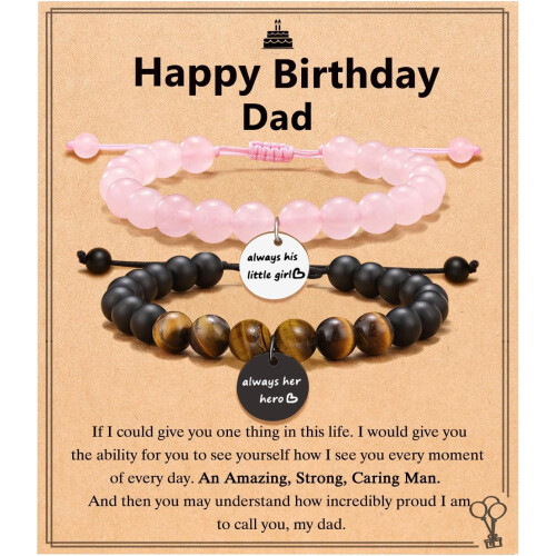 Dad and Daughter Matching Bracelets Set