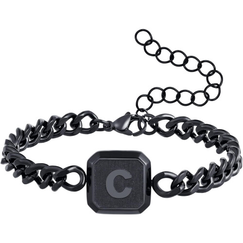 Adjustable Square Cuban Bracelet Men Gold Silver Black