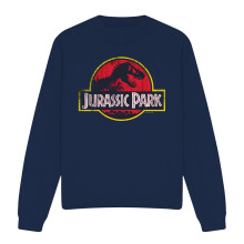 (XXL, Navy) Jurassic Park Unisex Adult Distressed Logo Sweatshirt