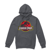 (XL, Charcoal) Jurassic Park Unisex Adult Distressed Logo Hoodie